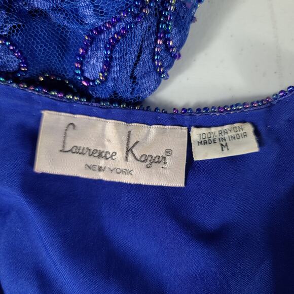 Laurence Kazar Bright Blue Purple Beads Sequins Vintage Top & Skirt Set Lined M - Picture 6 of 6